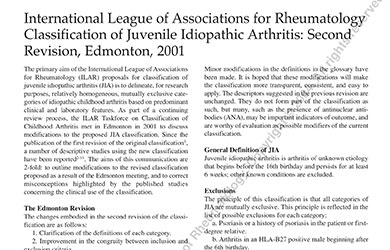 Critères de classification d’Edmonton/ILAR