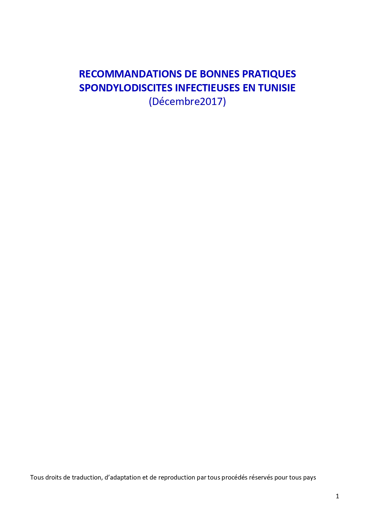 Spondylodiscites infectieuses en Tunisie (2017)