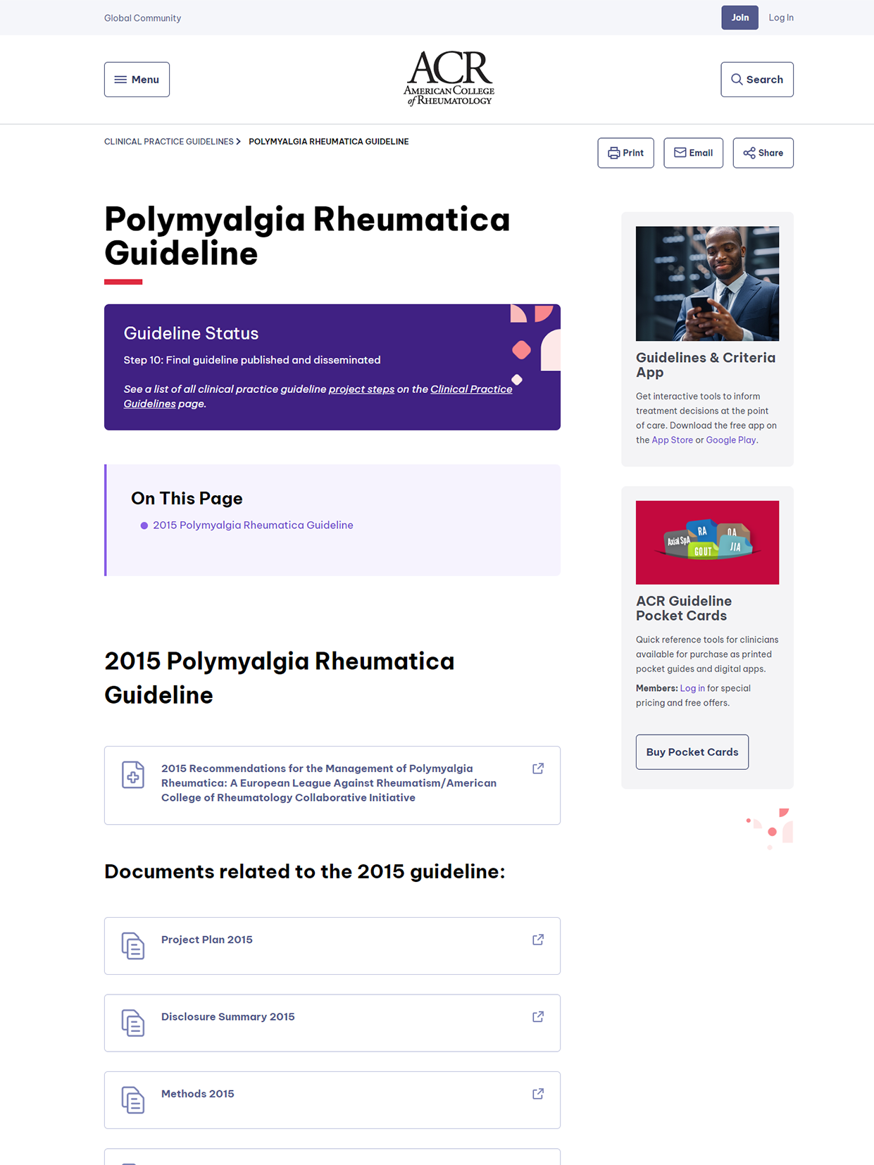 2015 Polymyalgia Rheumatica Guideline (ACR 2015)