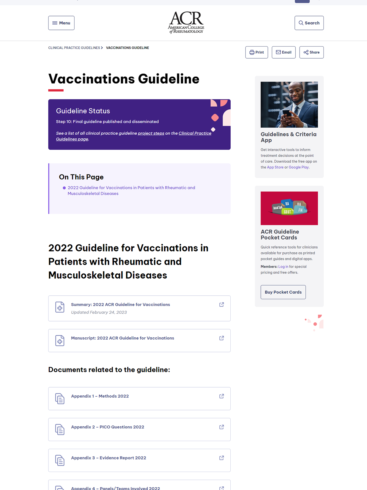 2022 Guideline for Vaccinations in Patients with Rheumatic and Musculoskeletal Diseases (ACR 2022)
