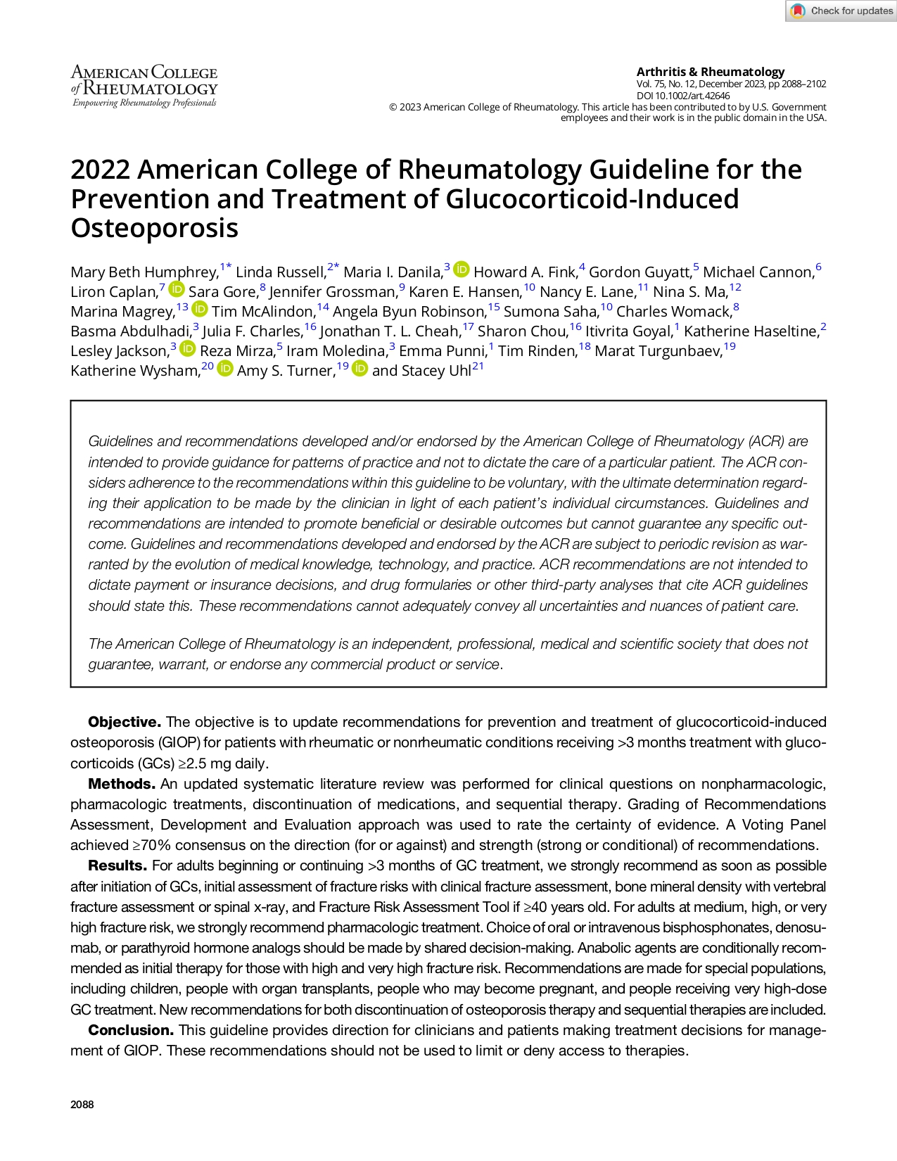 2022 American College of Rheumatology Guideline for the Prevention and Treatment of Glucocorticoid-Induced Osteoporosis (ACR  2022)