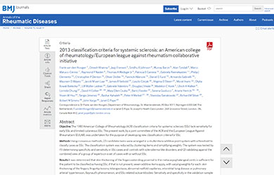 2013 ACR/EULAR classification criteria for systemic sclerosis
