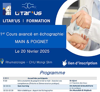 1<sup>er</sup> Cours avancé en échographie MAIN & POIGNET