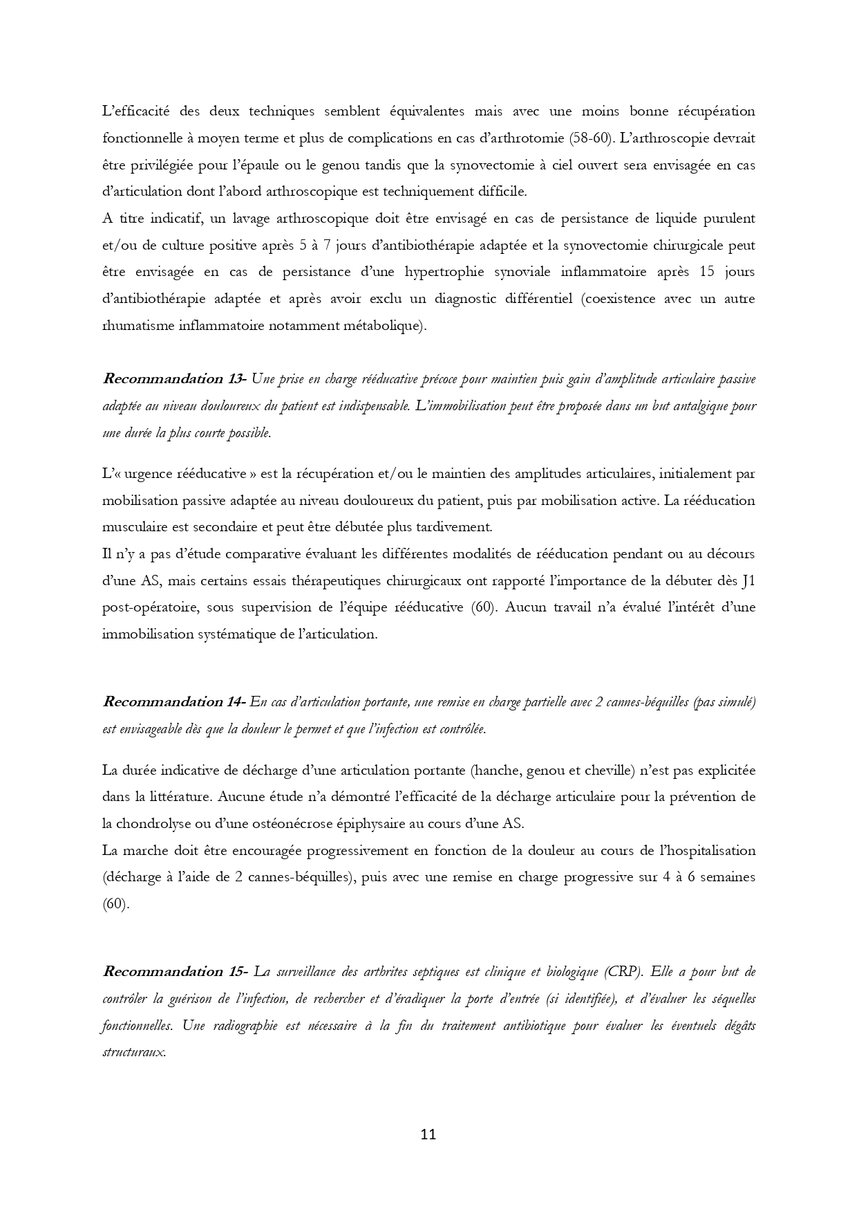 Recommandations françaises 2020 sur la prise en charge des arthrites septiques sur articulation native de l’adulte