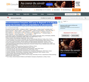 Recommandations françaises 2023 pour le diagnostic et la prise en charge des bursites septiques prépatellaires et olécraniennes
